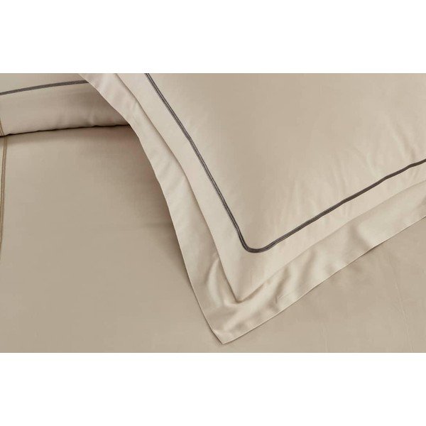 Béžové povlečení na dvoulůžko/prodloužené z bavlny Renforcé s prostěradlem/6dílné 240x220 cm Calm of Lines – Mila Home Luxury-image-2