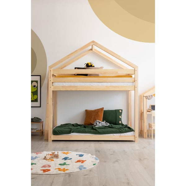 Domečková patrová dětská postel z borovicového dřeva 70x160 cm v přírodní barvě Mila DMPB – Adeko-image-2