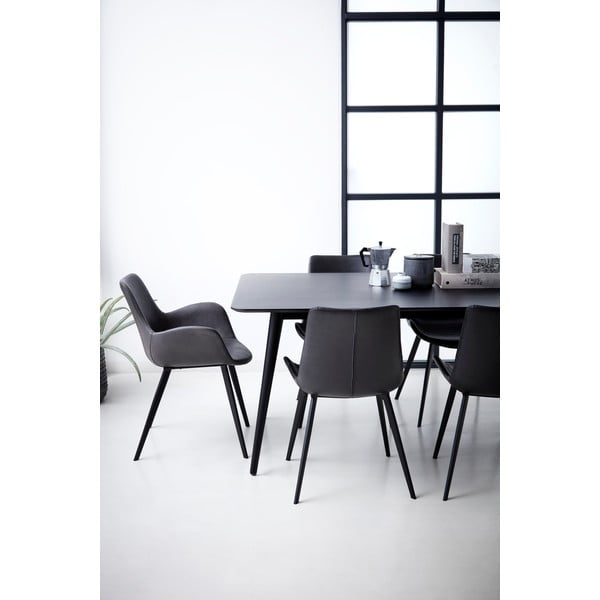 Tmavě šedé čalouněné jídelní křeslo s područkami Hype – DAN-FORM Denmark-image-1