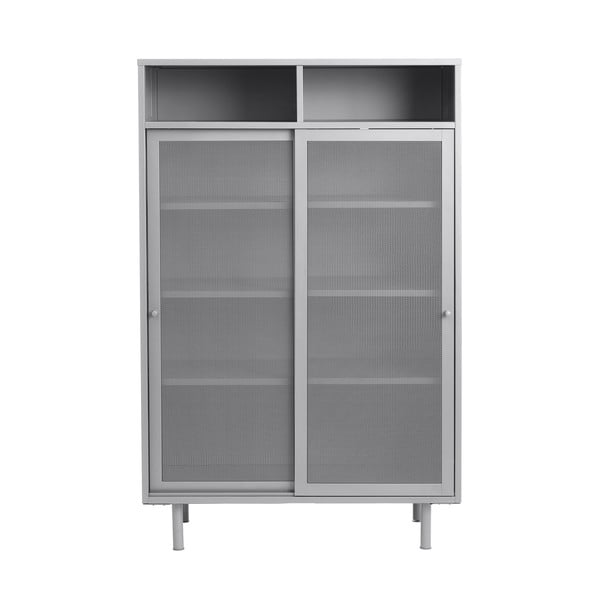 Šedá kovová skříňka s posuvnými dveřmi 90x140x40 cm Veep – Unique Furniture