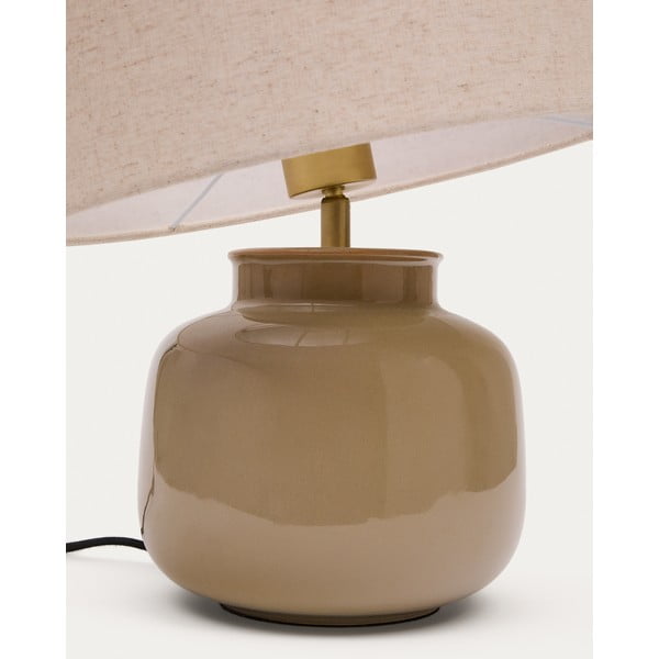 Béžová keramická stolní lampa s textilním stínidlem (výška 40 cm) Tay – Kave Home-image-3