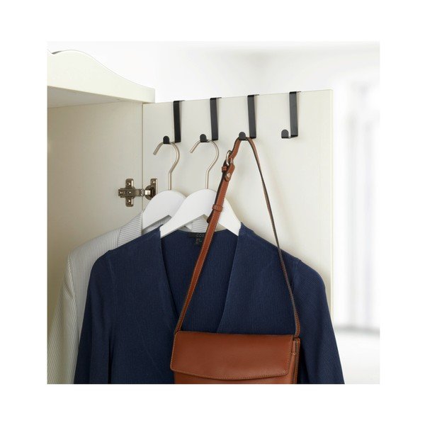 Sada 4 černých matných háčků na dveře Wenko-image-1