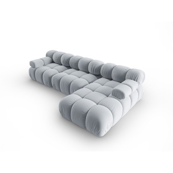 Světle modrá sametová pohovka 285 cm Bellis – Micadoni Home-image-4