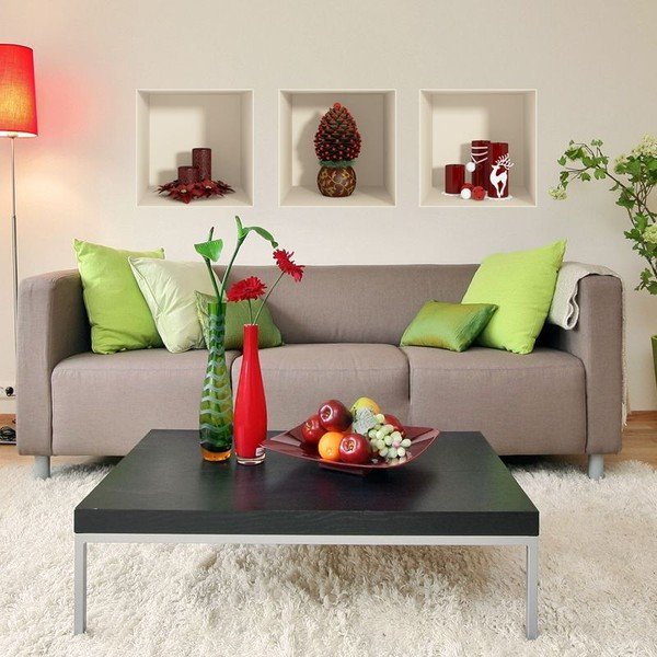 Sada 3 vánočních samolepek s 3D efektem Ambiance Red Candles and Christmas Tree-image-2