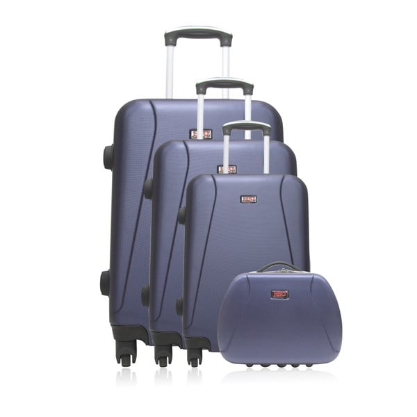 Sada 4 modrých cestovních kufrů na kolečkách Hero Lanzarote-C