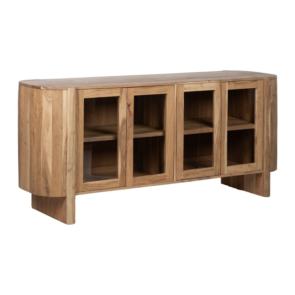 Vitrína z masivu akácie v přírodní barvě 180x80x40 cm Creel – Ixia