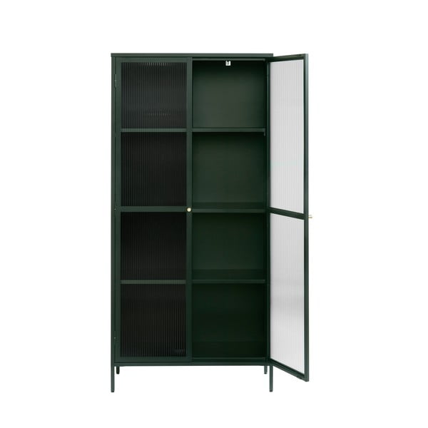 Tmavě zelená kovová vitrína 90x190 cm Bronco – Unique Furniture-image-3