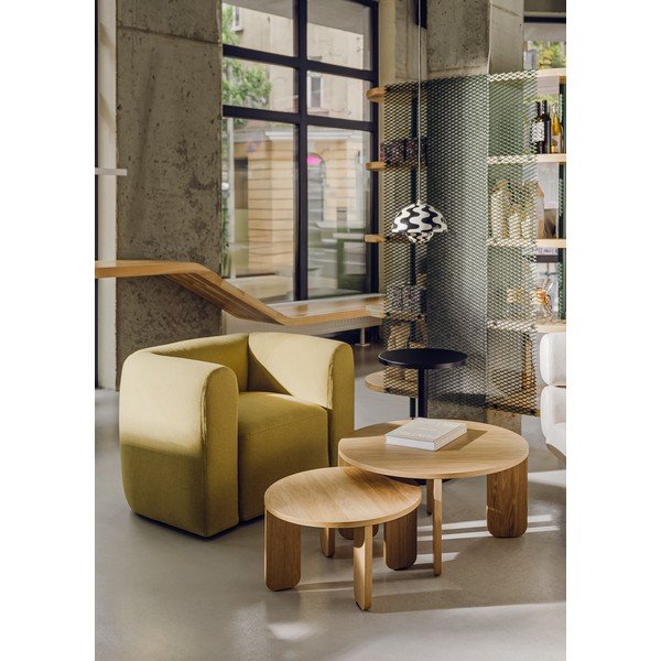 Kulatý konferenční stolek s deskou v dubovém dekoru v přírodní barvě ø 55 cm Kuvu – noo.ma-image-2