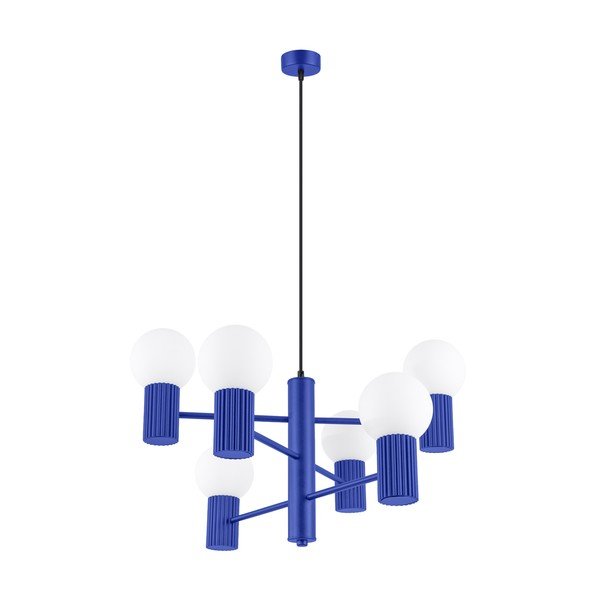 Modré závěsné svítidlo se skleněným stínidlem Orbital – Sollux