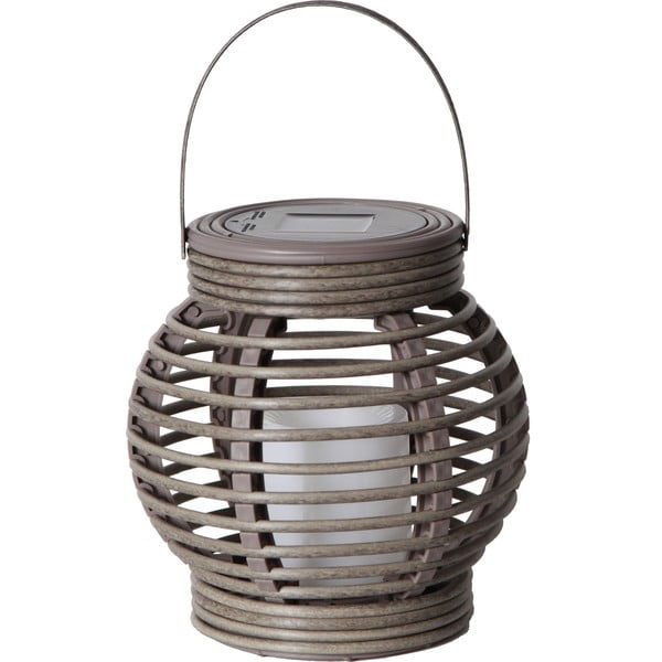 Hnědá solární LED lucerna vhodná do exteriéru Star Trading Rotang, výška 16 cm