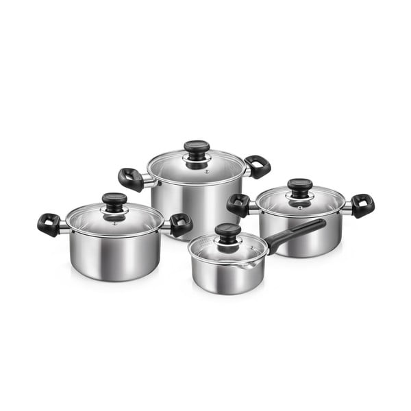 Nerezové hrnce s pokličkou na indukci v sadě 4 ks 4 l Brava – Tescoma