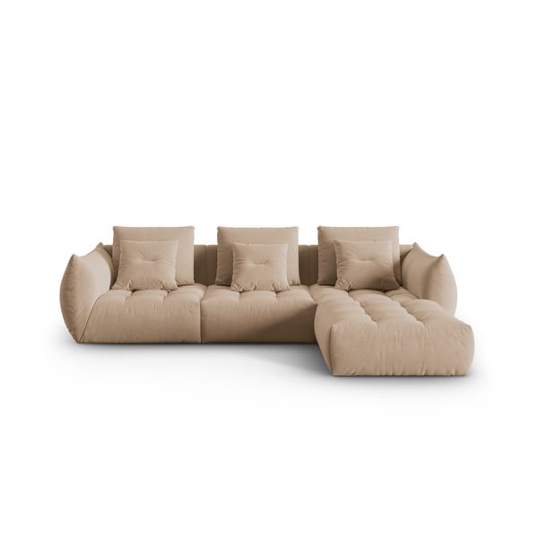 Béžová rohová pohovka z textilie bouclé (variabilní roh) Bloom – Micadoni Home