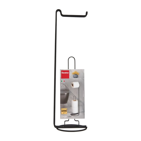 Černý stojan na toaletní papír s držákem Metaltex Origin-image-3
