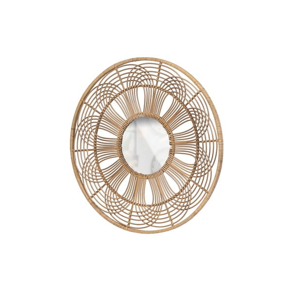 Nástěnné zrcadlo s bambusovým rámem ø 76 cm Obi – WOOOD-image-3