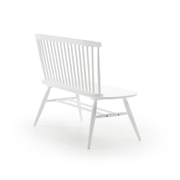 Bílá sedací lavice z kaučukového dřeva Kave Home Slover, 120 x 53 cm-image-3