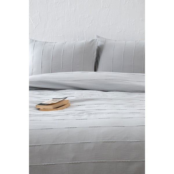 Šedý bavlněný set přehozu a povlaků na polštář 210x220 cm Sedef – Mijolnir-image-1