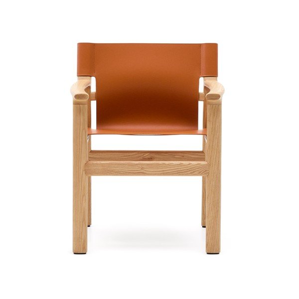 Koňakově hnědá jídelní židle s područkami z jasanového dřeva Jan – Kave Home-image-2