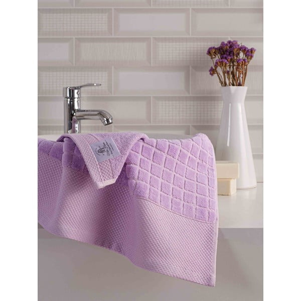 Fialové froté bavlněné ručníky a osušky v sadě 2 ks Square – Mila Home-image-2