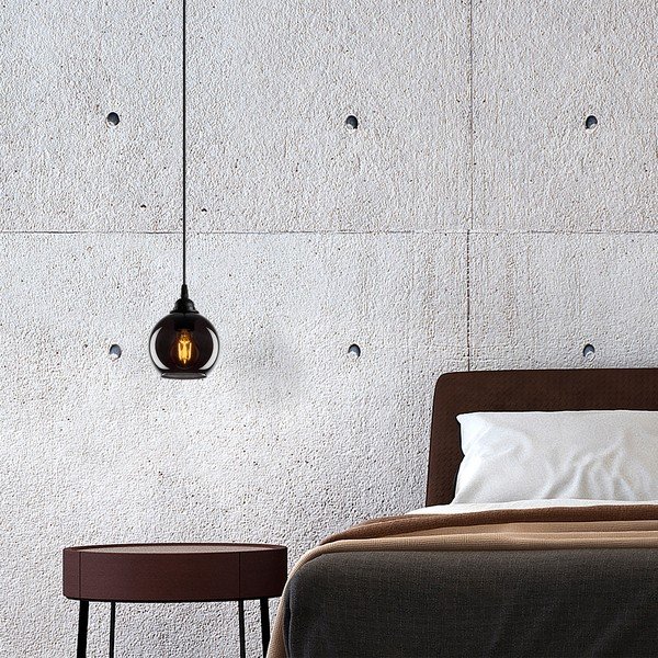 Černé závěsné svítidlo se skleněným stínidlem ø 15 cm Smoked – Opviq lights-image-4