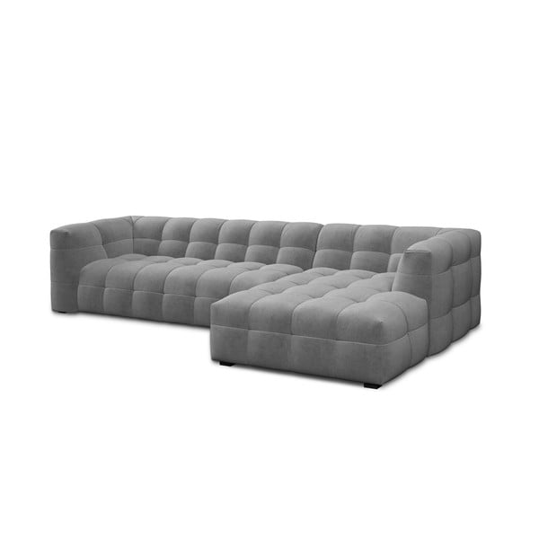 Šedá sametová rohová pohovka Windsor & Co Sofas Vesta, pravý roh-image-3