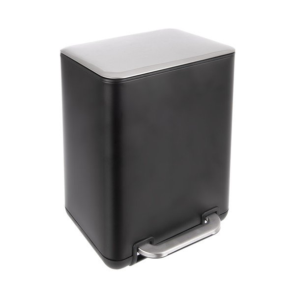 Černý nášlapný odpadkový koš z nerezové oceli 20 l Black – Orion