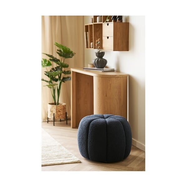 Tmavě modrý taburet z textilie bouclé Paisley – House Nordic-image-1