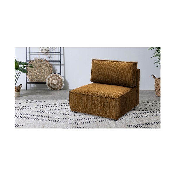 Manšestrový modul pohovky v hořčicové barvě, středový díl Nihad modular – Bobochic Paris-image-1