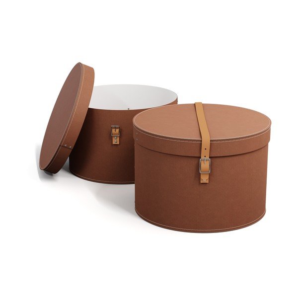 Hnědé kartonové úložné boxy v sadě 2 ks s víkem ø 37,5x25 cm Rut Restore Paper Laminate – Bigso