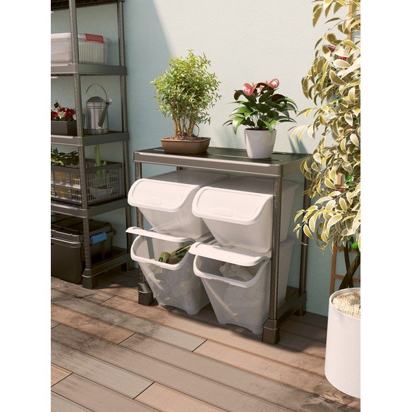 Bílý plastový úložný box s víkem 55x39x46 cm All In Box – KIS-image-1