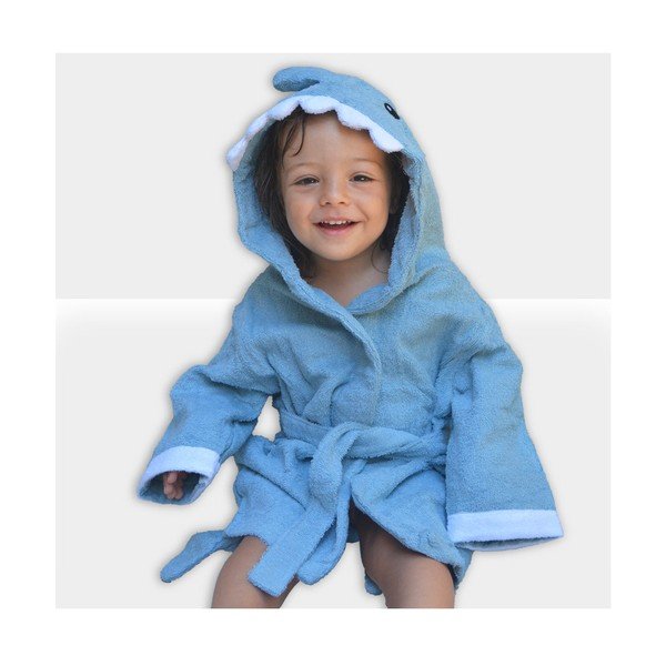 Modrý bavlněný dětský župan velikost S Shark - Rocket Baby-image-2