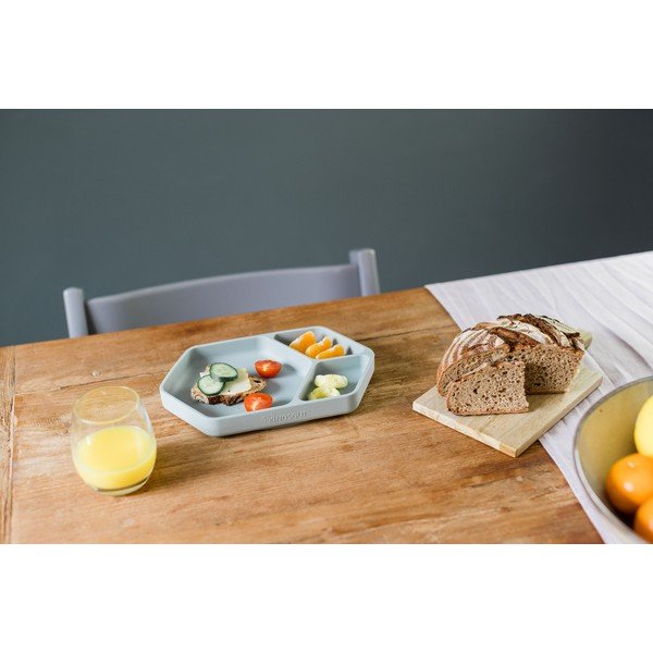 Modrý silikonový dětský talíř 16x25 cm – Kindsgut-image-3