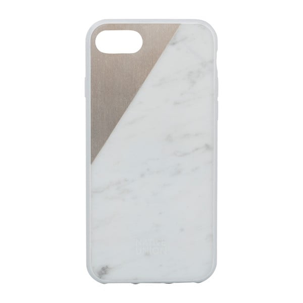 Bílý obal na mobilní telefon s detailem z mramoru pro iPhone 7 a 8 Plus Native Union Clic Marble Metal