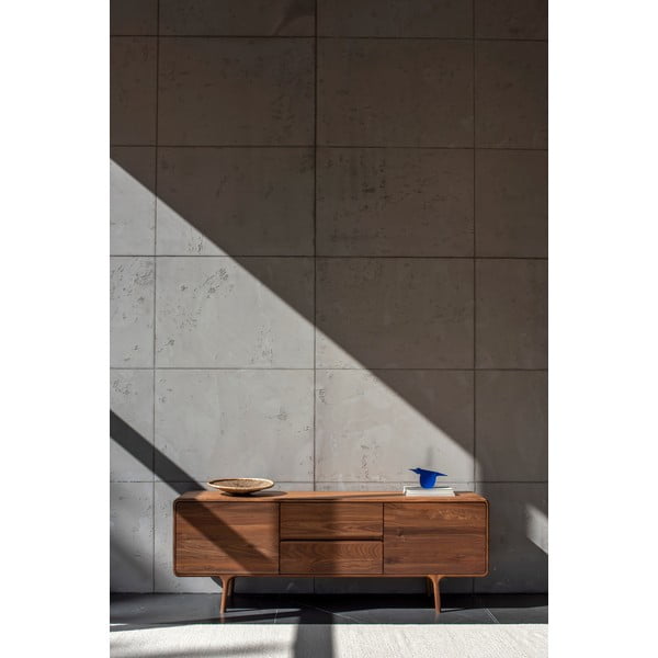 Hnědý TV stolek z ořechového dřeva 180x65x45 cm Fawn – Gazzda-image-3