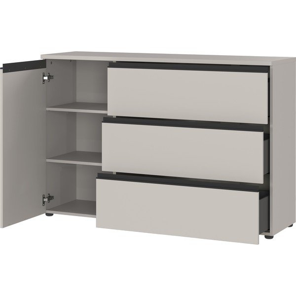 Šedá nízká komoda 135x91 cm Bastia – Germania-image-2