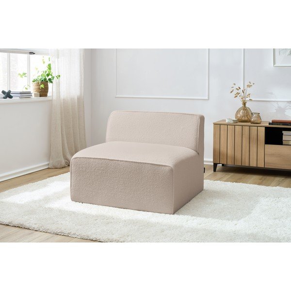 Béžový modul pohovky z textilie bouclé (středový díl) Megeve – Bobochic Paris-image-1