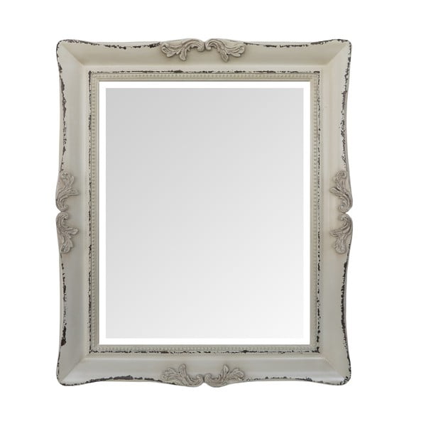 Zrcadlo v dřevěném rámu Antique Cream, 55x65 cm