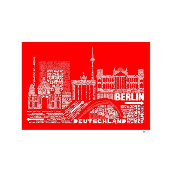 Plakát Berlin Red&White, 50x70 cm