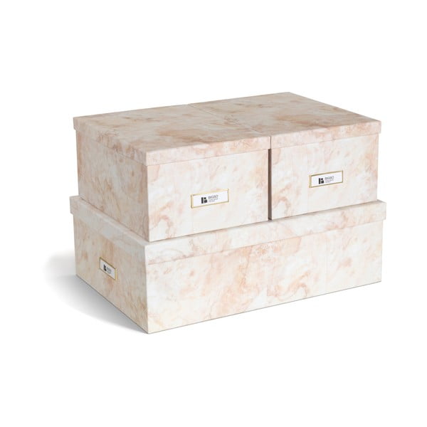 Béžové kartonové úložné boxy v sadě 3 ks s víkem/dekorativní 31x47x15,5 cm Inge Paper Laminate – Bigso