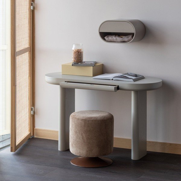 Světle hnědý taburet z textilie bouclé Islen – WOOOD-image-2