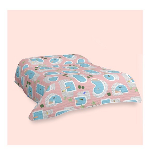 Modro-růžový prošívaný přehoz 260x260 cm Swimming pool – Aware-image-1