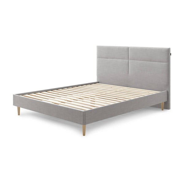Světle šedá čalouněná dvoulůžková postel s roštem 160x200 cm Elyna – Bobochic Paris