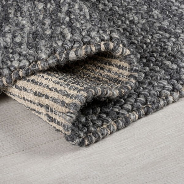 Tmavě šedý ručně tkaný běhoun s příměsí vlny 60x230 cm Minerals – Flair Rugs-image-3