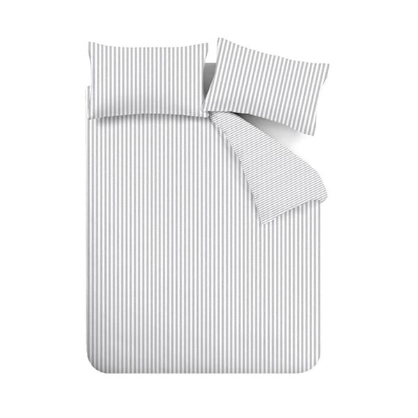 Šedé flanelové povlečení na jednolůžko 135x200 cm Stripe – Catherine Lansfield