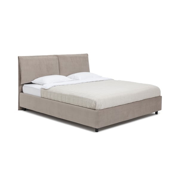 Čalouněná dvoulůžková postel taupe s úložným prostorem s roštem 180x200 cm Myra Pillow – Bonami Selection