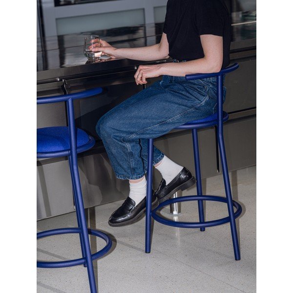 Modrá kovová barová židle (výška sedáku 68 cm) Hogo – noo.ma-image-2
