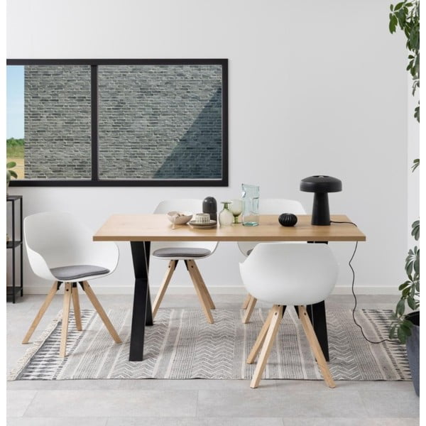 Bílé/šedé čalouněné jídelní židle v sadě 2 ks s područkami Tina – Actona-image-1