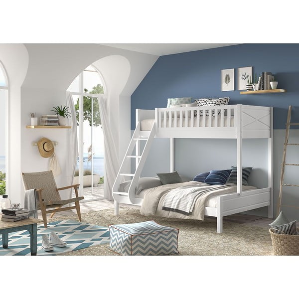 Bílá patrová dětská postel 140x200/90x200 cm Scott - Vipack-image-3