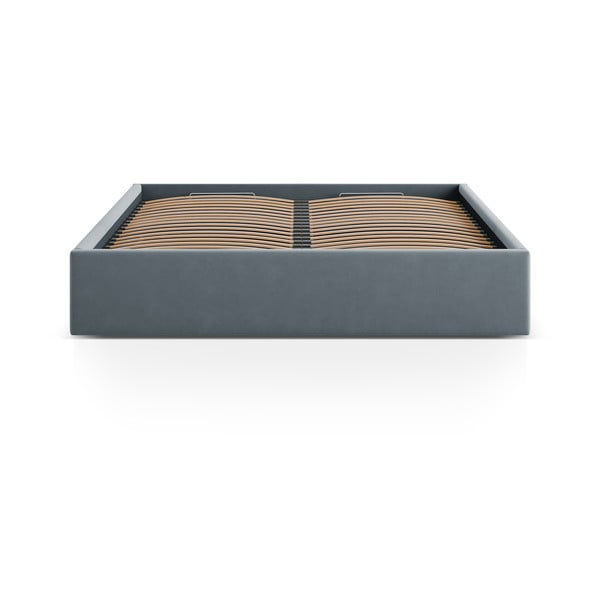 Světle modrá čalouněná dvoulůžková postel s úložným prostorem/bez čela s roštem 180x200 cm Susan – Micadoni -image-2