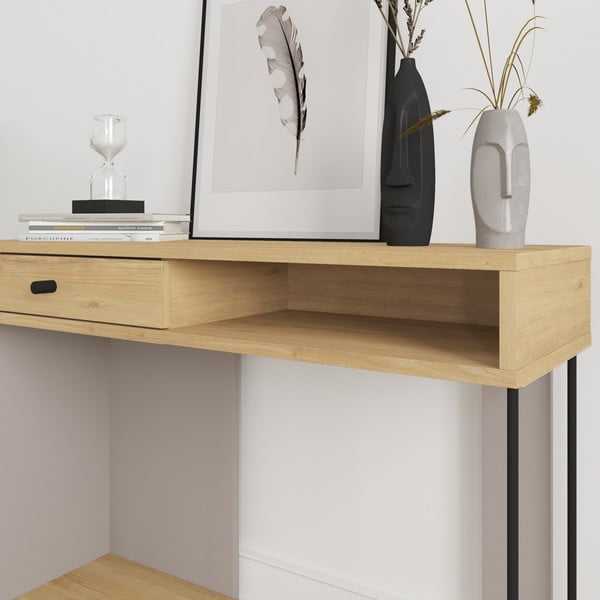 Konzolový stolek s deskou v dubovém dekoru 35x100 cm Saturne – Marckeric-image-4