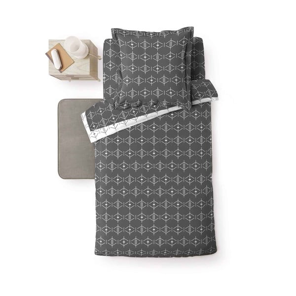 Tmavě šedý bavlněný povlak na peřinu na jednolůžko 140x200 cm Aristide – douceur d'intérieur